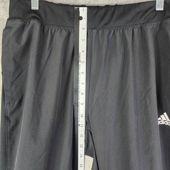 Mens Black Adidas Running Track Pants Athletic Training Wear Polyester Size L - Picture 10 of 14